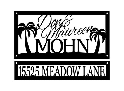 Custom Family Name And Address Metal Signs Black Palm Tree Outdoor Sign Custom Sign Address Sign Name Sign