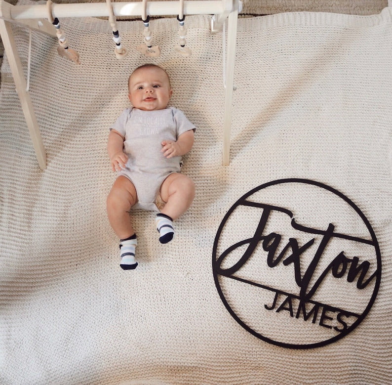 Round baby name sign custom baby name sign nursery sign nursery artwork custom name sign round name sign custom cut out baby shower