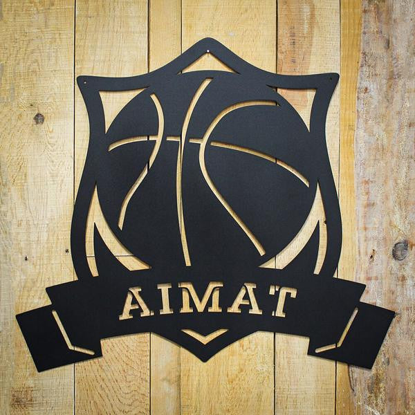 Basketball Monogram Cut Metal Sign Metal House Sign