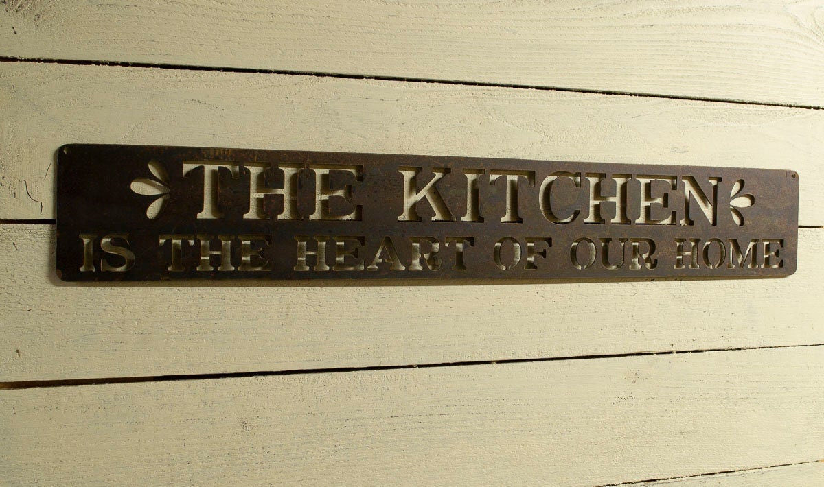 The Kitchen Is The Heart Of Our Home Metal Sign Kitchen Decor Cooking Farmhouse Cook Gift Kitchen Wall Art