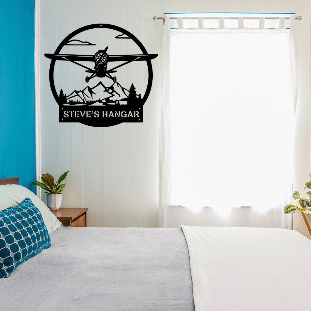 Monogram Airplane Pilot Aviation Metal Sign Personalized Wedding Gift Housewarming Gift Weatherproof