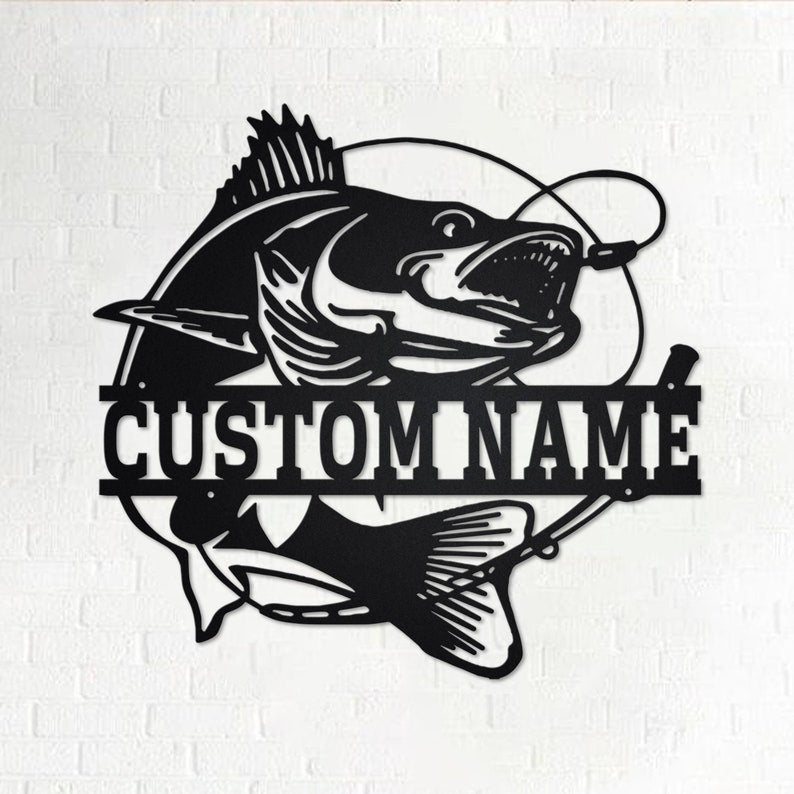 Custom Walleye Fishing Personalized Walleye Fish Name Sign Decoration For Room Walleye Fish Custom Walleye Fish
