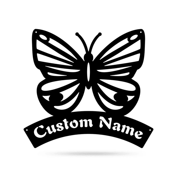 Butterfly Monogram Cut Metal Sign Metal House Sign