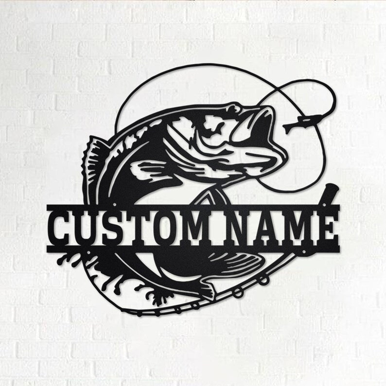 Custom Bass Fishing Personalized Bass Fishing Name Sign Decoration For Room Bass Fishing Custom Bass Fishing