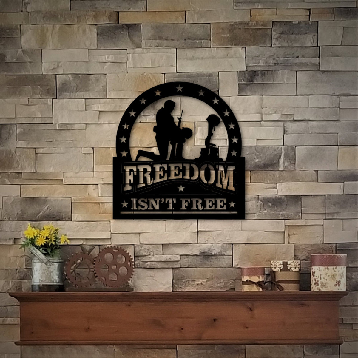 Freedom Isn't Free Sign Military Decor Gift For Military Spouse Or Veteran Patriotic Americana Decor Custom Metal Wall Sign