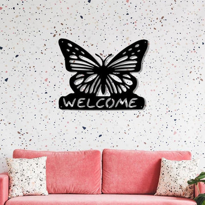 Butterfly Welcome Sign Metal Sign Monogram Metal Shop