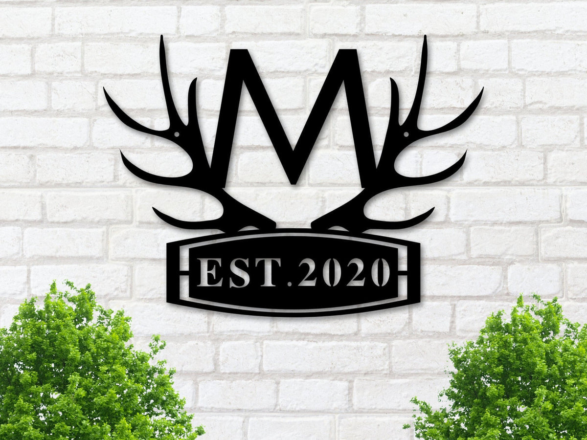 Customized Deer Sign Wildlife Monogram Deer Hunter Gift Deer Camp Sign Christmas Gift For Him Deer Name Metal Sign Established Sign
