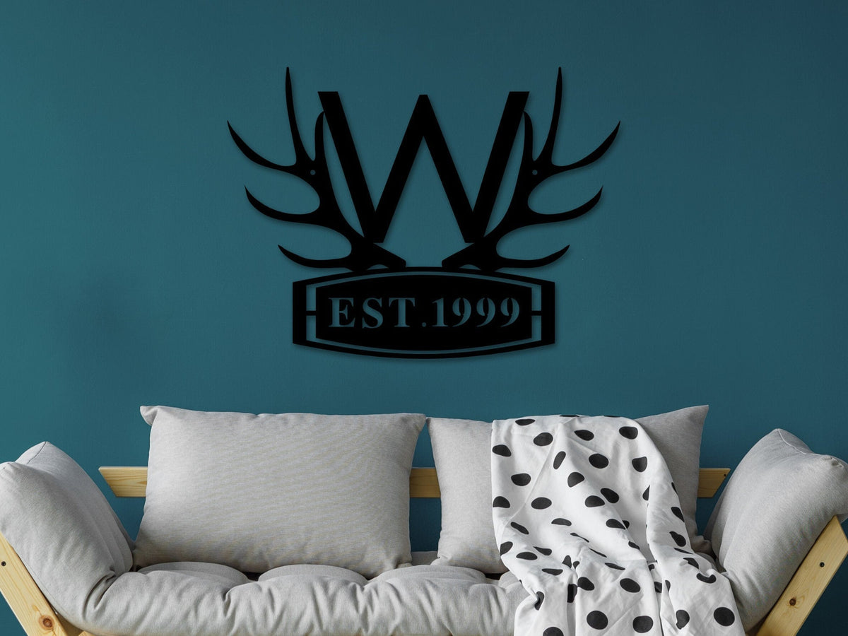 Customized Deer Sign Wildlife Monogram Deer Hunter Gift Deer Camp Sign Christmas Gift For Him Deer Name Metal Sign Established Sign