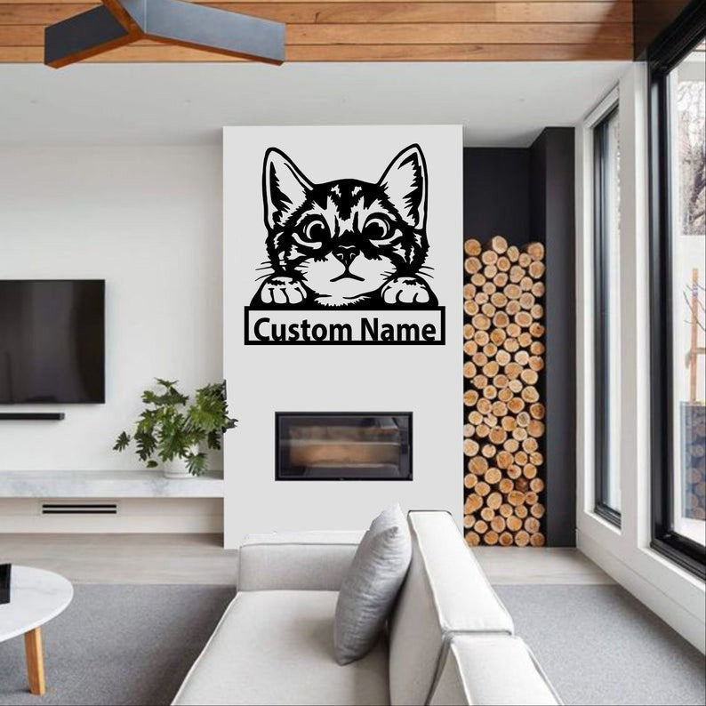 Personalized Cute Cat Metal Sign Cat Decor Office Housewarming Outdoor Metal Sign Gifts Cat Lover