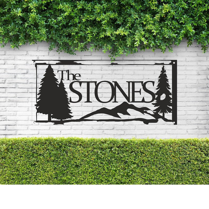 Custom Metal Family Name Sign Last Name Large Metal Silhouette For The Garden/yard Art Cabin Outdoor Entrance Front Porch