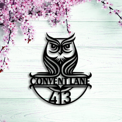 Custom Metal Address Sign Owl Wilderness Rustic Sign Nature Metal House Number Sign Outdoor Wall Decor Address Plaque Housewarming Gift