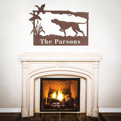 Hunting Dog Monogram Cut Metal Sign Metal House Sign