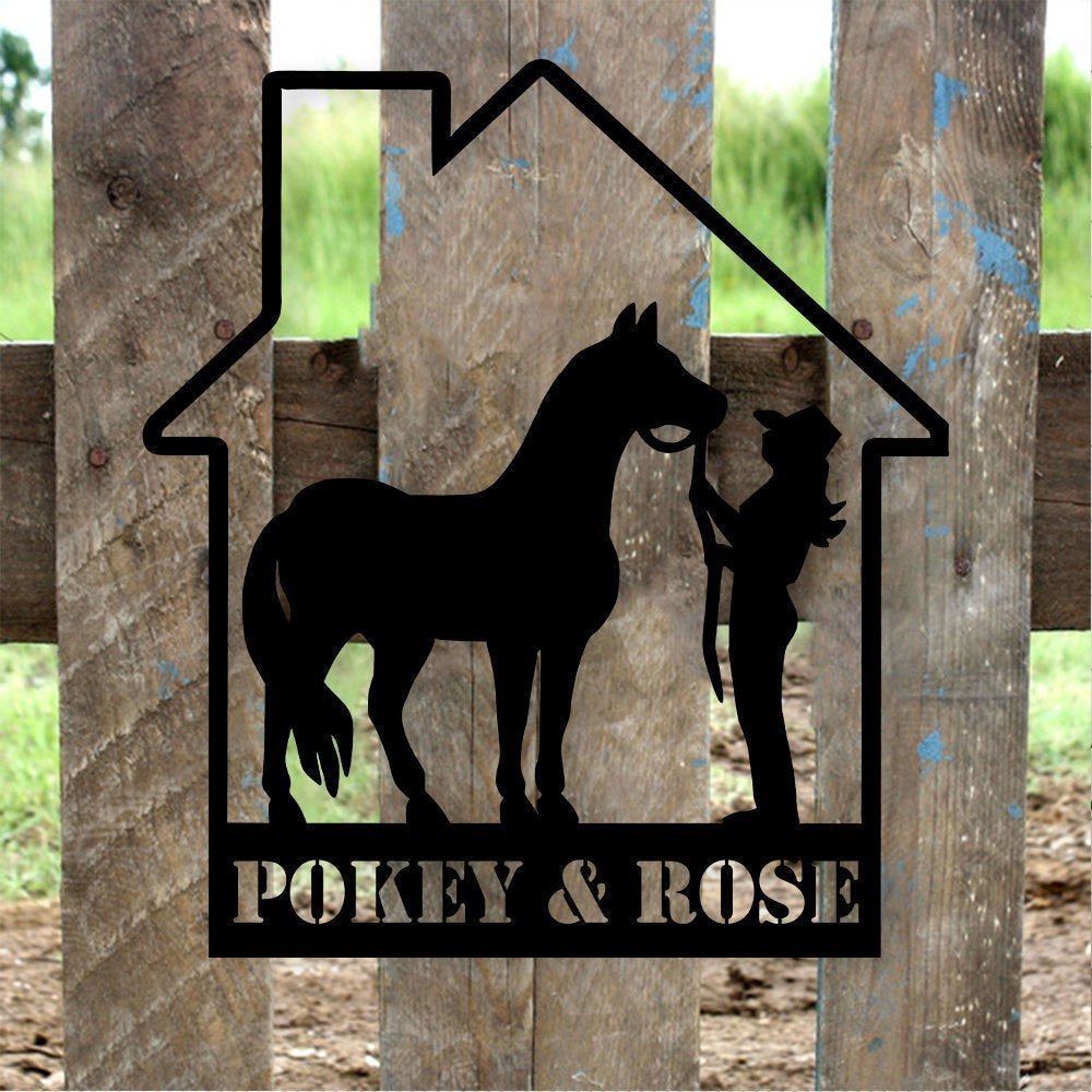 Personalized Metal Metal Horse Sign Custom Name Horse And Owner Cut Metal Sign Horse Lovers Sign Metal Horse Gift For Her