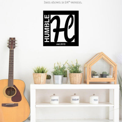 Square Monogram Metal Personalized Wedding Wall Sign Customized With Last Name And Established Date
