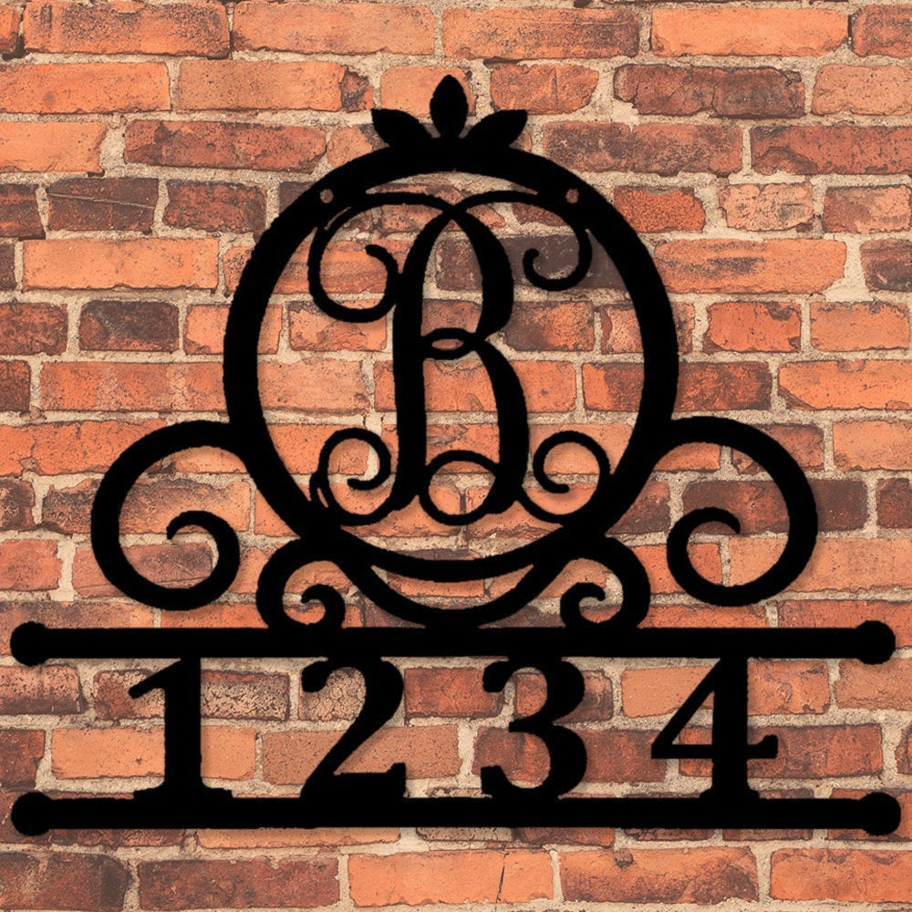 Circular Monogram Address Sign Decorative Metal Sign Personalized Wedding Gift Housewarming Gift Address Weatherproof Cut Metal Sign