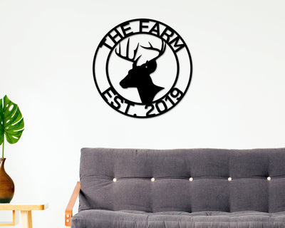 Ranch Sign Farm Sign Hunting Sign Deer Head Sign Metal Deer Sign Antler Decor Deer Camp Sign Last Name Sign Gift