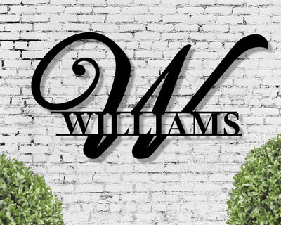 Personalized Split Monogram Custom Metal Family Name Sign