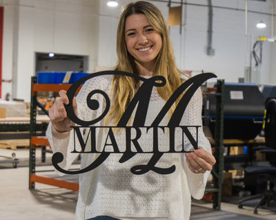 Personalized Split Monogram Custom Metal Family Name Sign