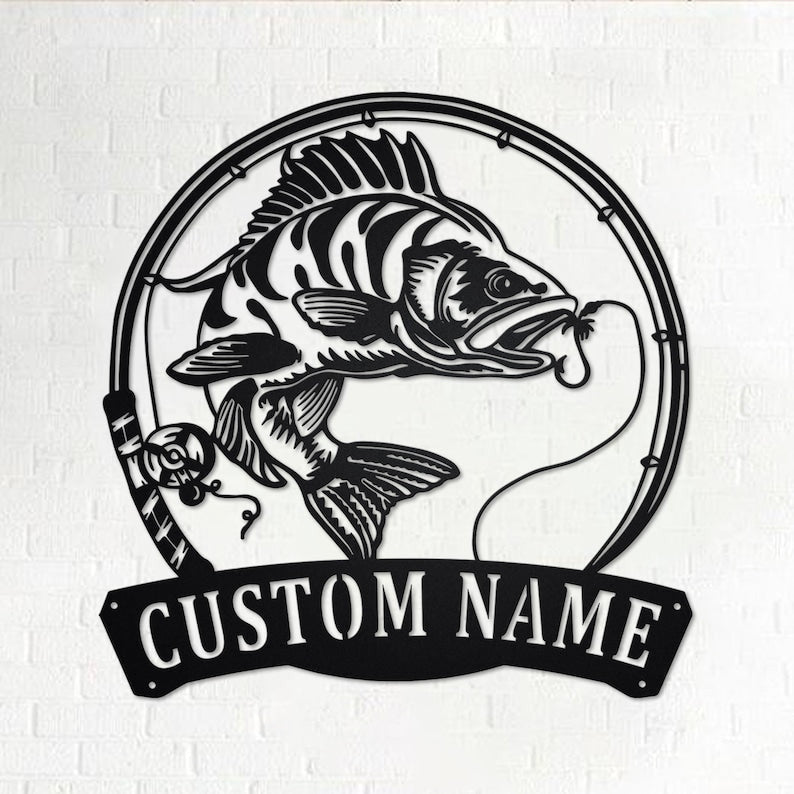Personalized Perch Fish Metal Sign Fishing Fishing Metal wall Decor Fishing Lover Custom Fishing Fishman Perch Fish