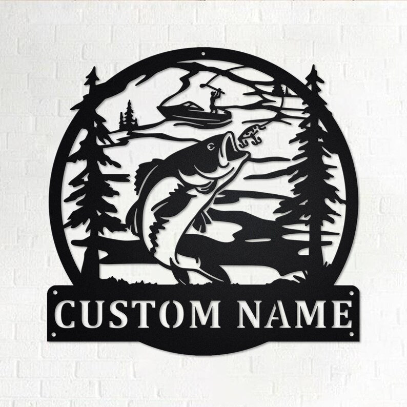 Custom Fisherman Fish Boat Personalized Fisherman Name Sign Decoration For Room Fish Boat Metal Custom Fishing
