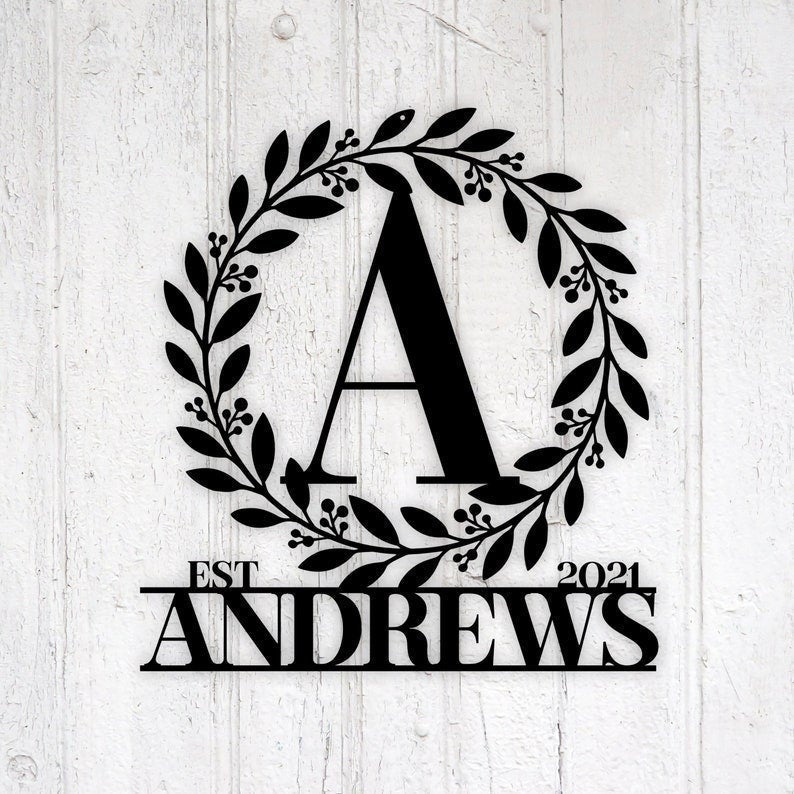 Personalized Family Name Metal Sign Housewarming Gift Door Hanger Wedding Gift Metal Monogram Sign Christmas Gift Last Name Metal Sign