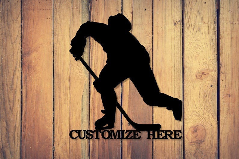 Customizable Metal Hockey Player Sign Personalized Hockey Player Decoration Hockey
