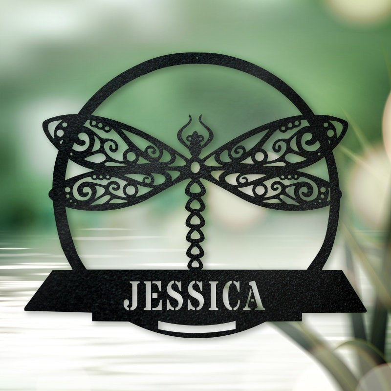 Dragon Fly Monogram Decorpersonalized Dragonfly Monogram Farm Sign Metal Name Sign Door Hanger Housewarming Gift