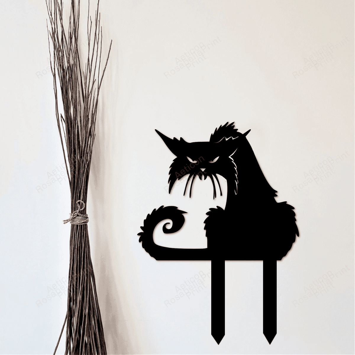 Black Cat Meo Kitten Happy Halloween Custom Cut Metal Sign 220902
