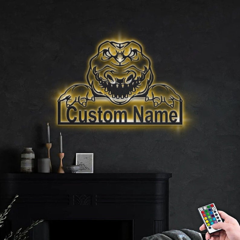 Personalized Alligator Metal Sign WITH LED/WITHOUT LED Lights Custom Alligator Metal Sign Birthday Gift Alligator Sign