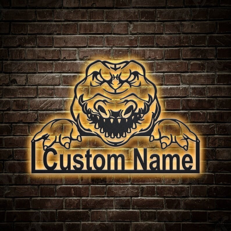 Personalized Alligator Metal Sign WITH LED/WITHOUT LED Lights Custom Alligator Metal Sign Birthday Gift Alligator Sign