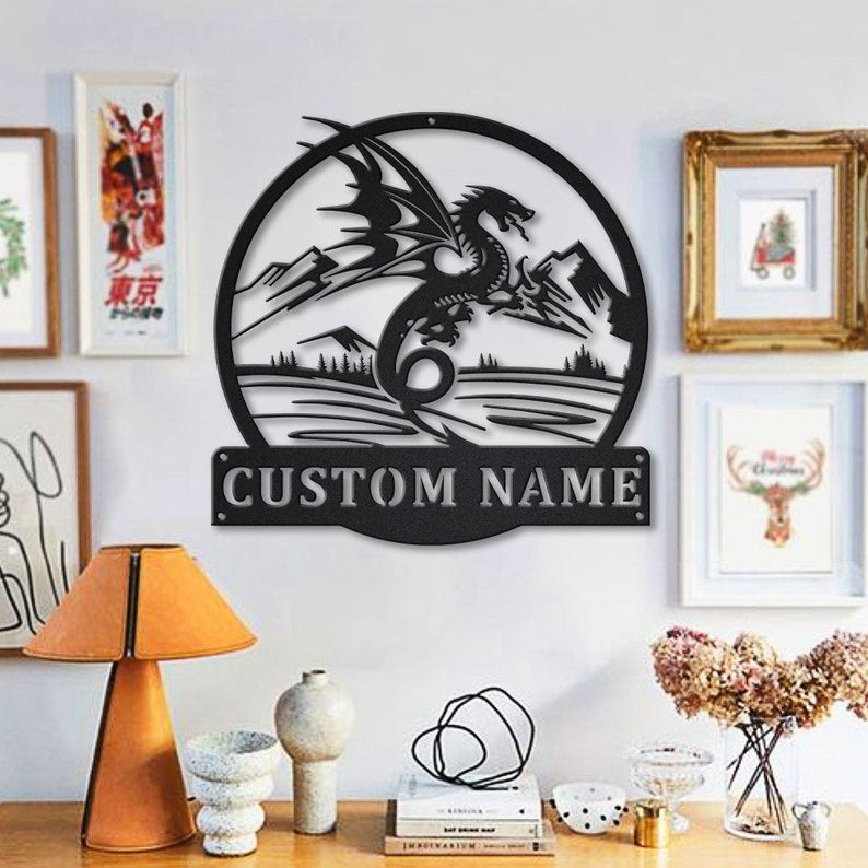 Personalized Dragon Metal Sign WITH LED/WITHOUT LED Lights v5 Custom Dragon Metal Sign Hobbie Gifts Birthday Gift Dragon Sign
