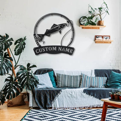 Personalized Sablefish Fishing Fish Pole Metal Sign Art Custom Sablefish Fishing Metal Sign Fishing Gift Decor Decoration