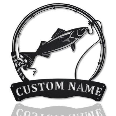 Personalized Sablefish Fishing Fish Pole Metal Sign Art Custom Sablefish Fishing Metal Sign Fishing Gift Decor Decoration