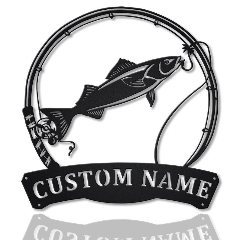 Personalized Sablefish Fishing Fish Pole Metal Sign Art Custom Sablefish Fishing Metal Sign Fishing Gift Decor Decoration