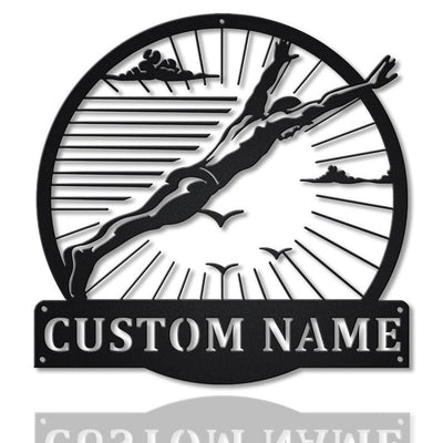 Personalized Cliff Diving Sport Monogram Metal Sign Art Custom Cliff Diving Sport Metal Sign Hobbie Gifts Sport Gift Birthday Gift