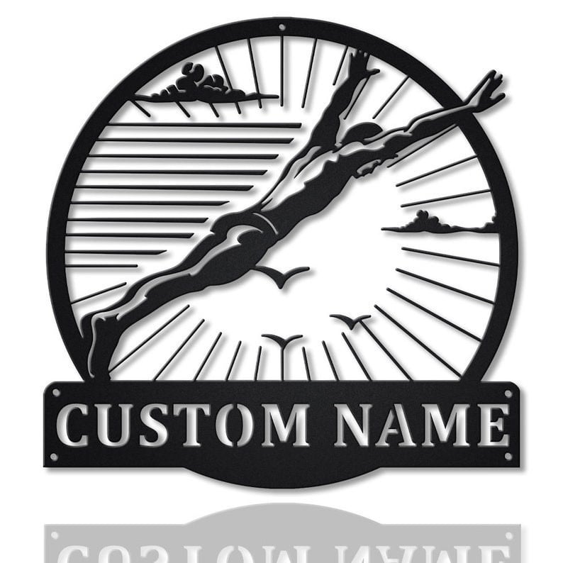 Personalized Cliff Diving Sport Monogram Metal Sign Art Custom Cliff Diving Sport Metal Sign Hobbie Gifts Sport Gift Birthday Gift