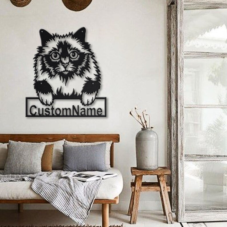 Personalized Holy Burma Cat Metal Sign Art Custom Holy Burma Cat Metal Sign Father's Day Gift Pets Gift Birthday Gift