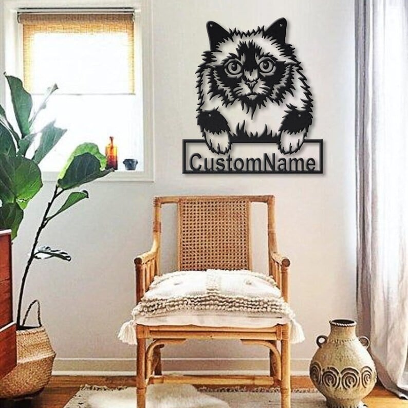 Personalized Holy Burma Cat Metal Sign Art Custom Holy Burma Cat Metal Sign Father's Day Gift Pets Gift Birthday Gift