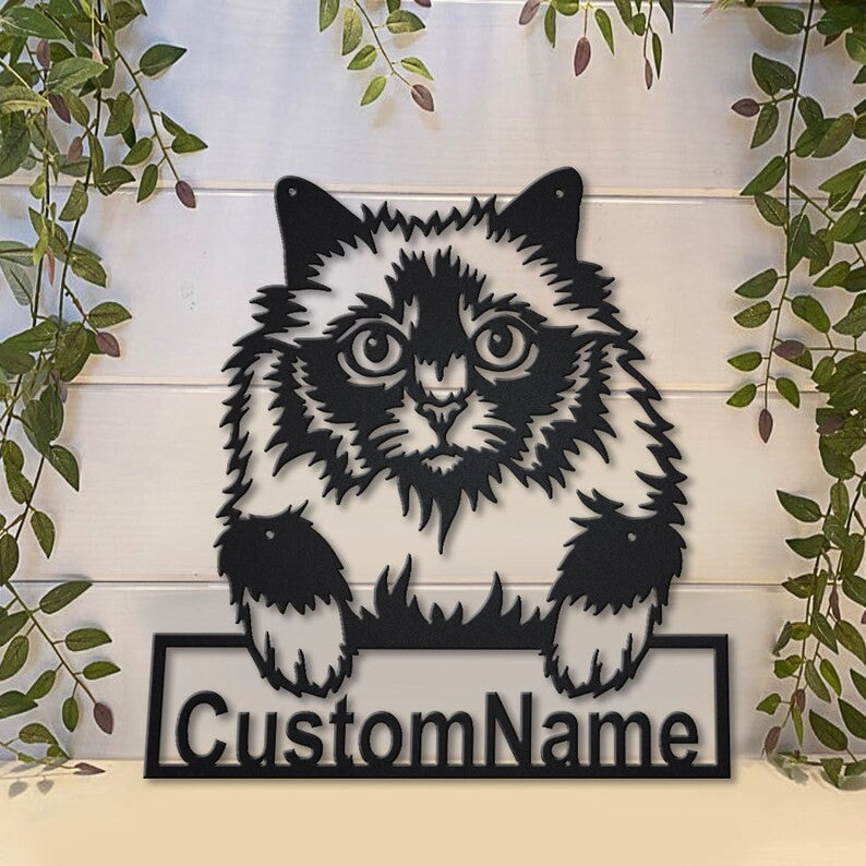 Personalized Holy Burma Cat Metal Sign Art Custom Holy Burma Cat Metal Sign Father's Day Gift Pets Gift Birthday Gift