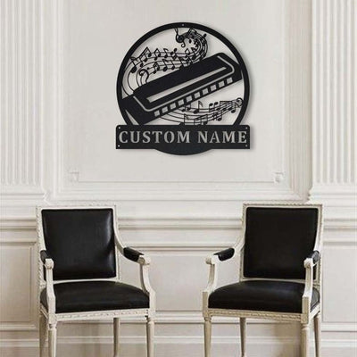 Personalized Harmonica Monogram Metal Sign WITH LED/WITHOUT LED Lights Custom Harmonica Metal Sign Music Gifts Birthday Gift Musical Instrument