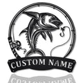 Personalized Dolphin Fishing Fish Pole Metal Sign Art Custom Dolphin Fishing Metal Sign Fishing Gift Decor Decoration Birthday Gift
