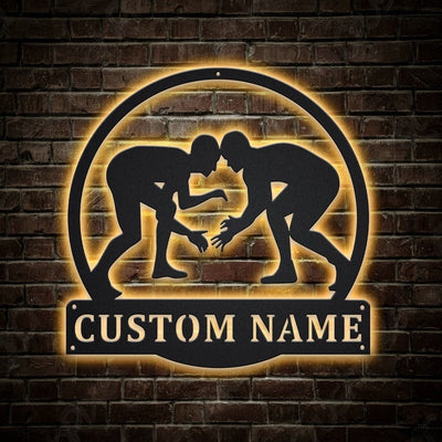 Personalized Wrestling Sport Metal Sign WITH LED/WITHOUT LED Lights v3 Custom Wrestling Metal Sign Birthday Gift Wrestling Gift