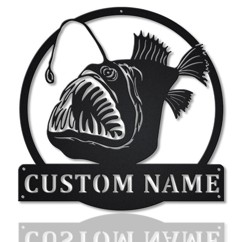 Personalized Anglerfish Fish Metal Sign Art Custom Anglerfish Fish Metal Sign Anglerfish Fishing Gifts for Men Fishing Gift