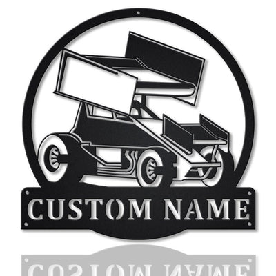 Personalized Sprint Car Monogram Metal Sign Art Custom Sprint Car Metal Sign Hobbie Gifts Sport Gift Birthday Gift