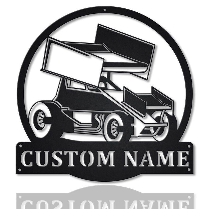 Personalized Sprint Car Monogram Metal Sign Art Custom Sprint Car Metal Sign Hobbie Gifts Sport Gift Birthday Gift