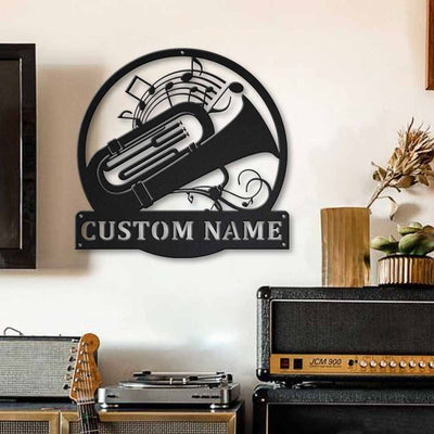Personalized Tuba Music Monogram Metal Sign WITH LED/WITHOUT LED Lights Custom Tuba Music Metal Sign Birthday Gift Tuba Music Gift