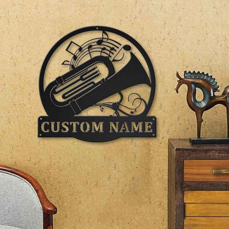 Personalized Tuba Music Monogram Metal Sign WITH LED/WITHOUT LED Lights Custom Tuba Music Metal Sign Birthday Gift Tuba Music Gift