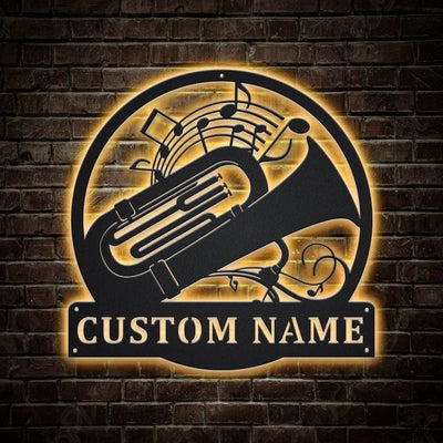 Personalized Tuba Music Monogram Metal Sign WITH LED/WITHOUT LED Lights Custom Tuba Music Metal Sign Birthday Gift Tuba Music Gift