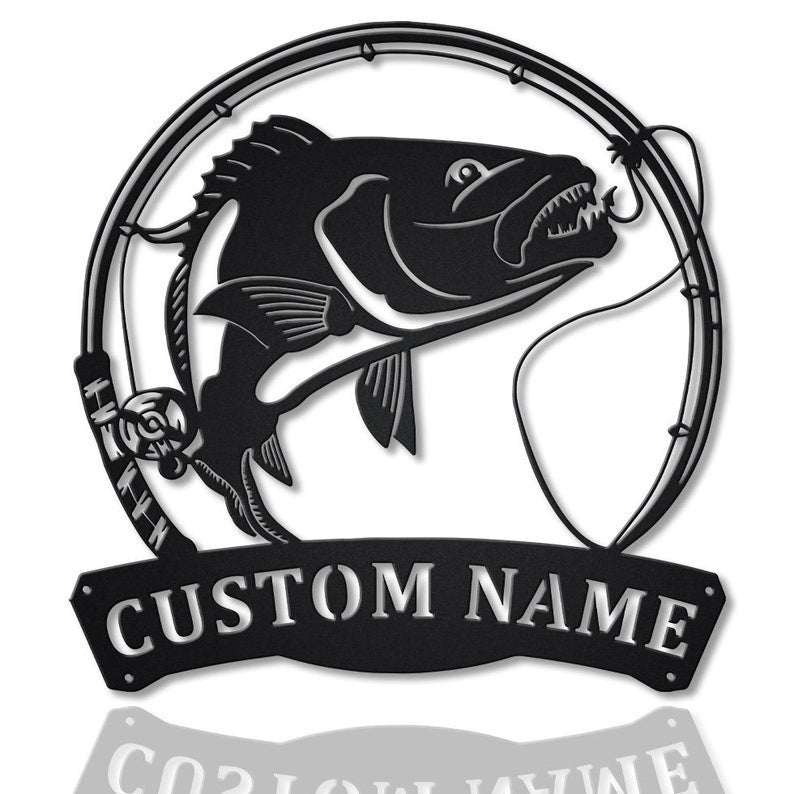 Personalized Snapper Fishing Fish Pole Monogram Metal Sign WITH LED/WITHOUT LED Lights Custom Snapper Fishing Metal Sign Hobbie Gifts