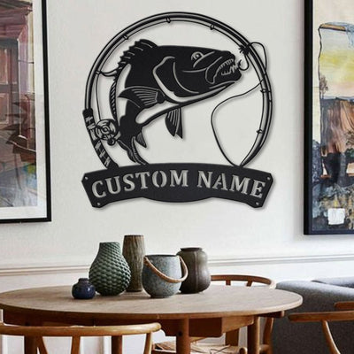 Personalized Snapper Fishing Fish Pole Monogram Metal Sign WITH LED/WITHOUT LED Lights Custom Snapper Fishing Metal Sign Hobbie Gifts